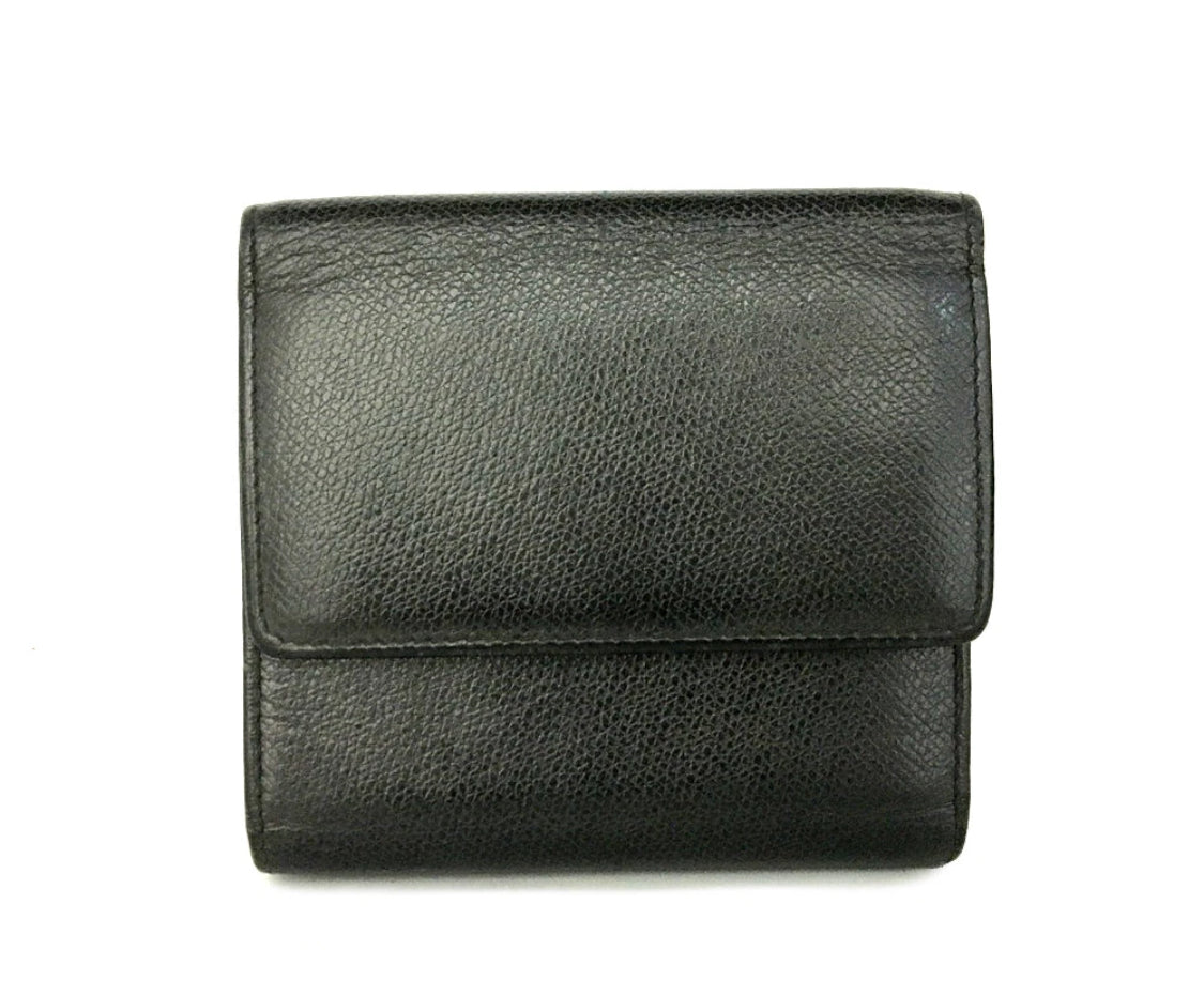 CHANEL Coco Button Leather Trifold Wallet with COA