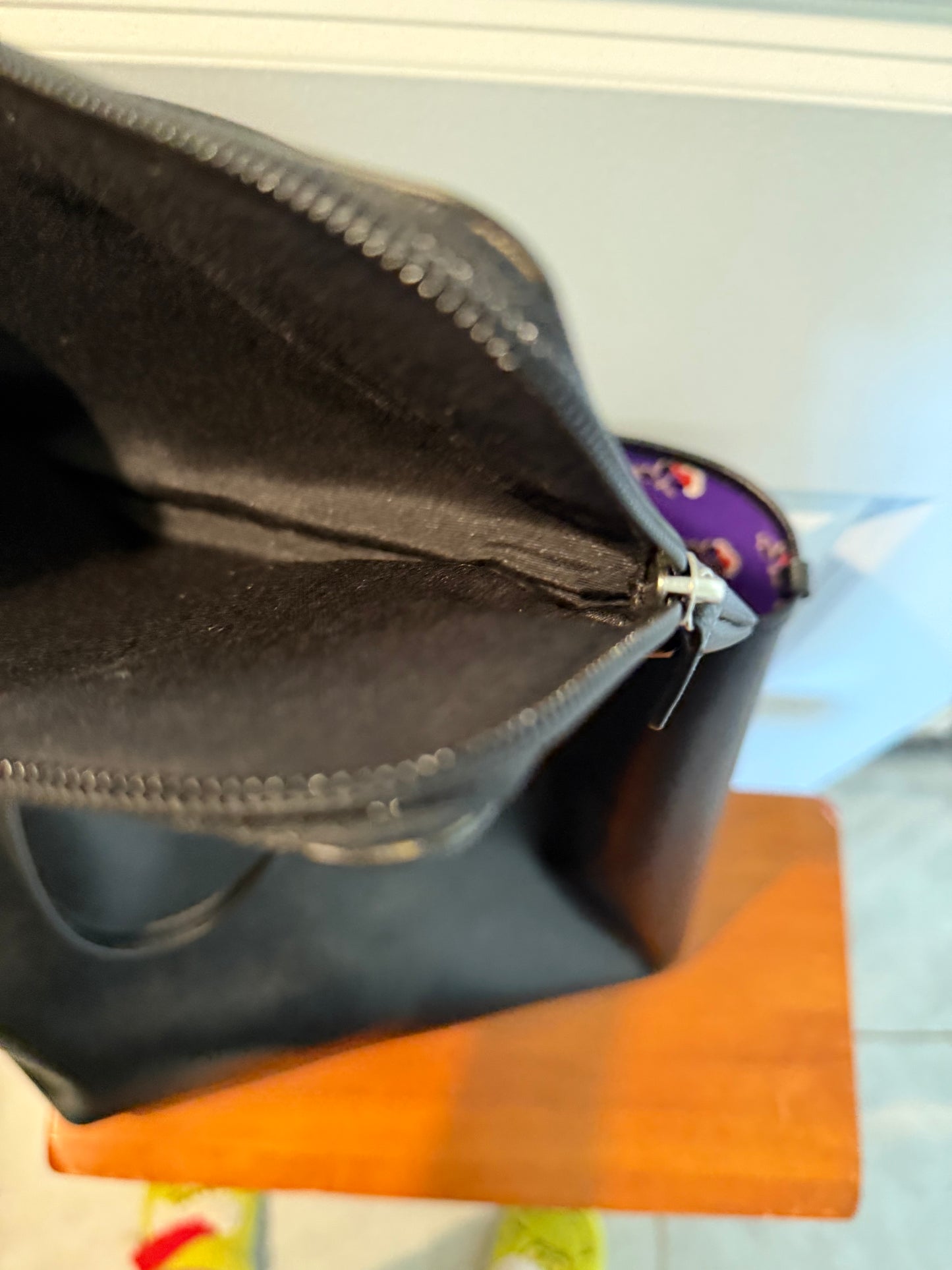 Coach Reversible City Tote with Pouch – Black & Purple Floral Interior – Like New