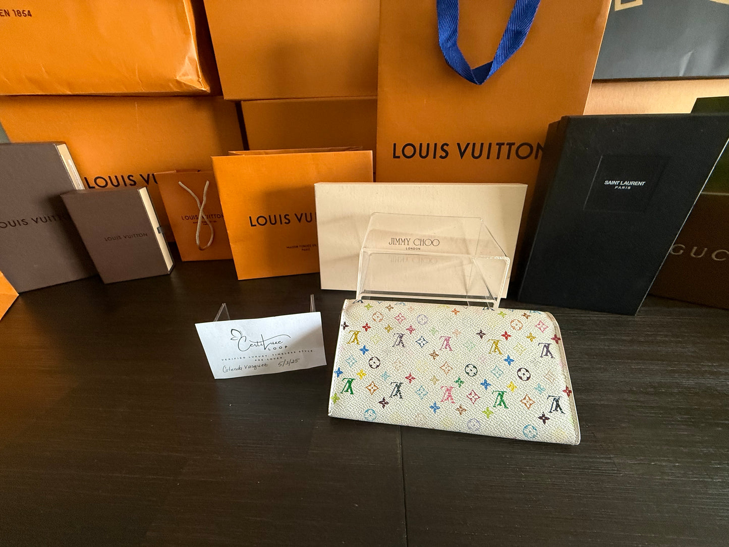 Louis Vuitton Multicolor Monogram Sarah Wallet – with COA