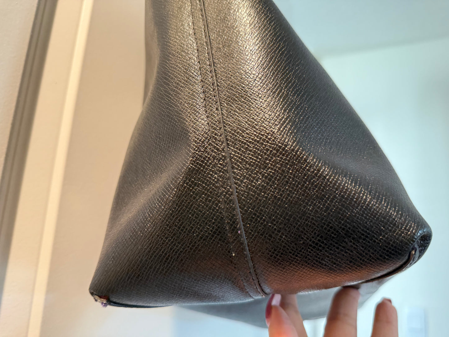 Coach Reversible City Tote with Pouch – Black & Purple Floral Interior – Like New