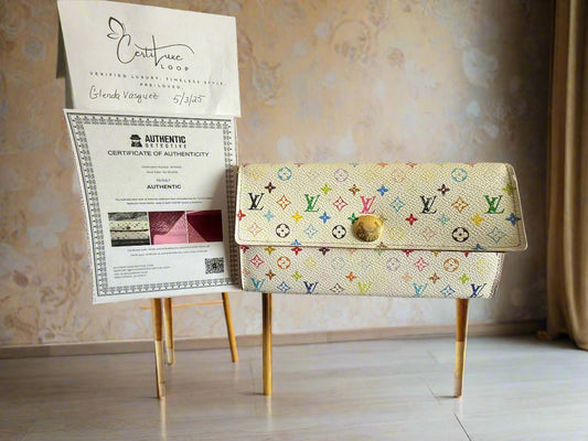Louis Vuitton Multicolor Monogram Sarah Wallet – with COA