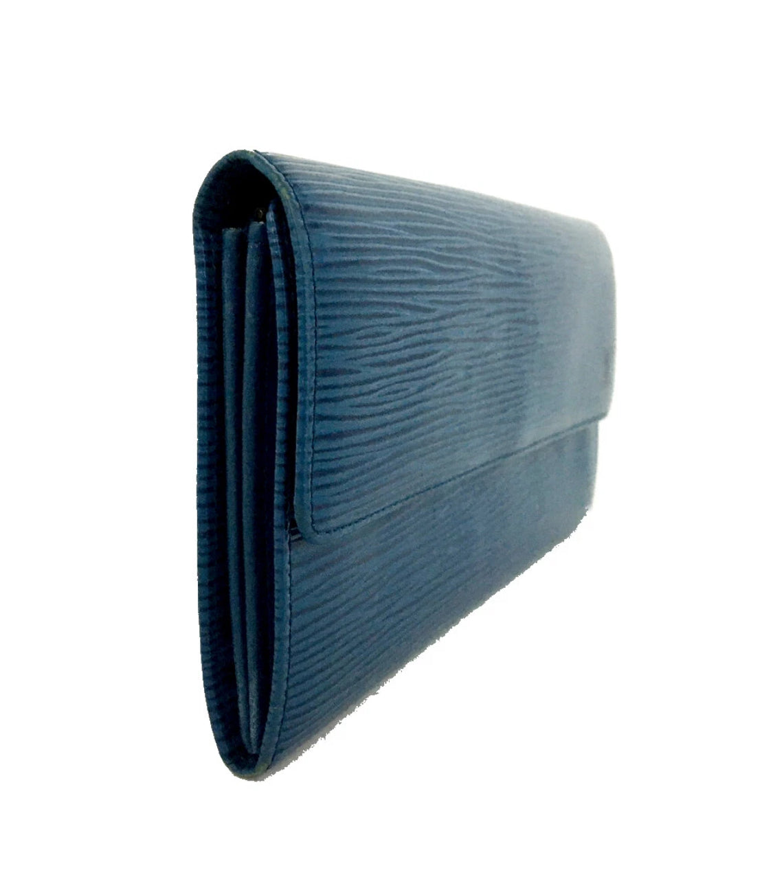 Louis Vuitton Epi Porte Feuille Sarah Blue Leather Long Bifold Wallet with COA